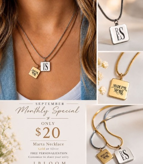 ✨ Our September Customer Special is SO special to me. ✨

Meet Marta — our super cool square pendant in gold or silver stainless steel, and it’s only $20 through September 27!

The best part? Marta is made for personalizing. ❤️

I put a photo of 5 generations of my family on mine, and every time I wear it, I get to carry that special memory with me.

Think about what you could put on yours:
📸 A favorite family photo
🐾 Your beloved pet
❤️ Someone special
✨ A meaningful word, date, or design

For $20, you can create something that is truly yours.

Message me if you'd like to see the personalization options or order yours!